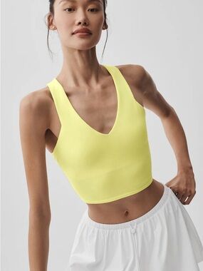 ALO Yoga Neon Yellow V-Neck Cropped Tank